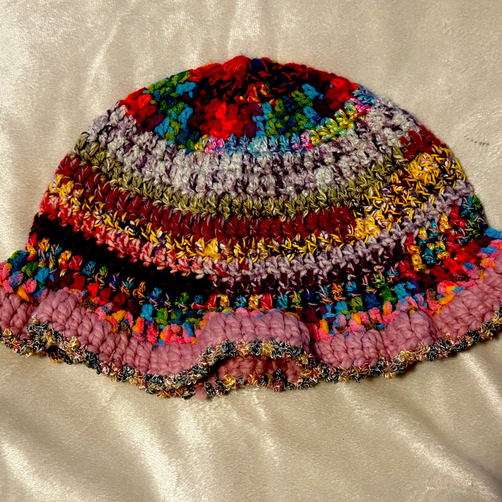 Handmade crochet scrappy bucket hat
